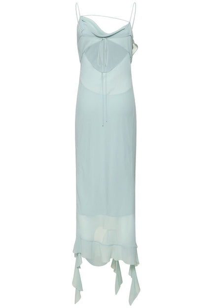 Kenzia Asymmetric Ruffle Midi Dress - Green
