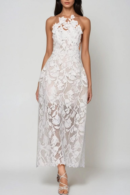 Lakiya Halter Lace Maxi Dress