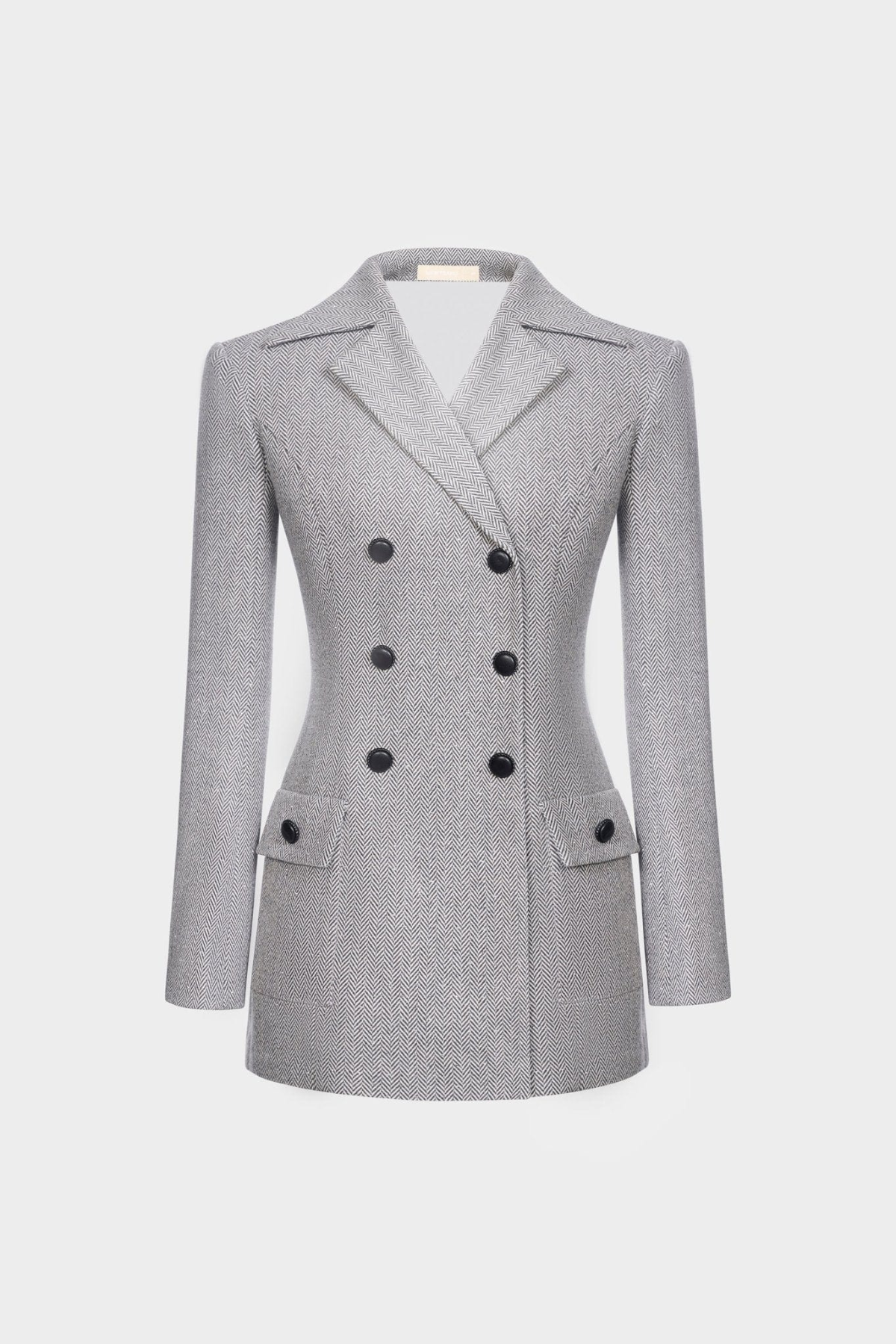 Laurelin Herringbone Double-Breasted Blazer