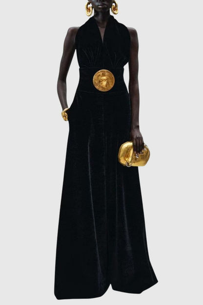 Leiba Halter Velvet Jumpsuit
