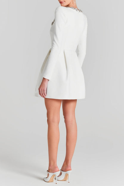 Lilay Diamante Square Collar Mini Bandage Dress - White