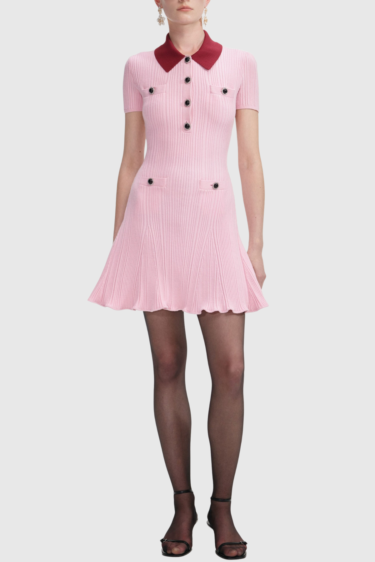 Loma Contrast Collar Knit Mini Dress