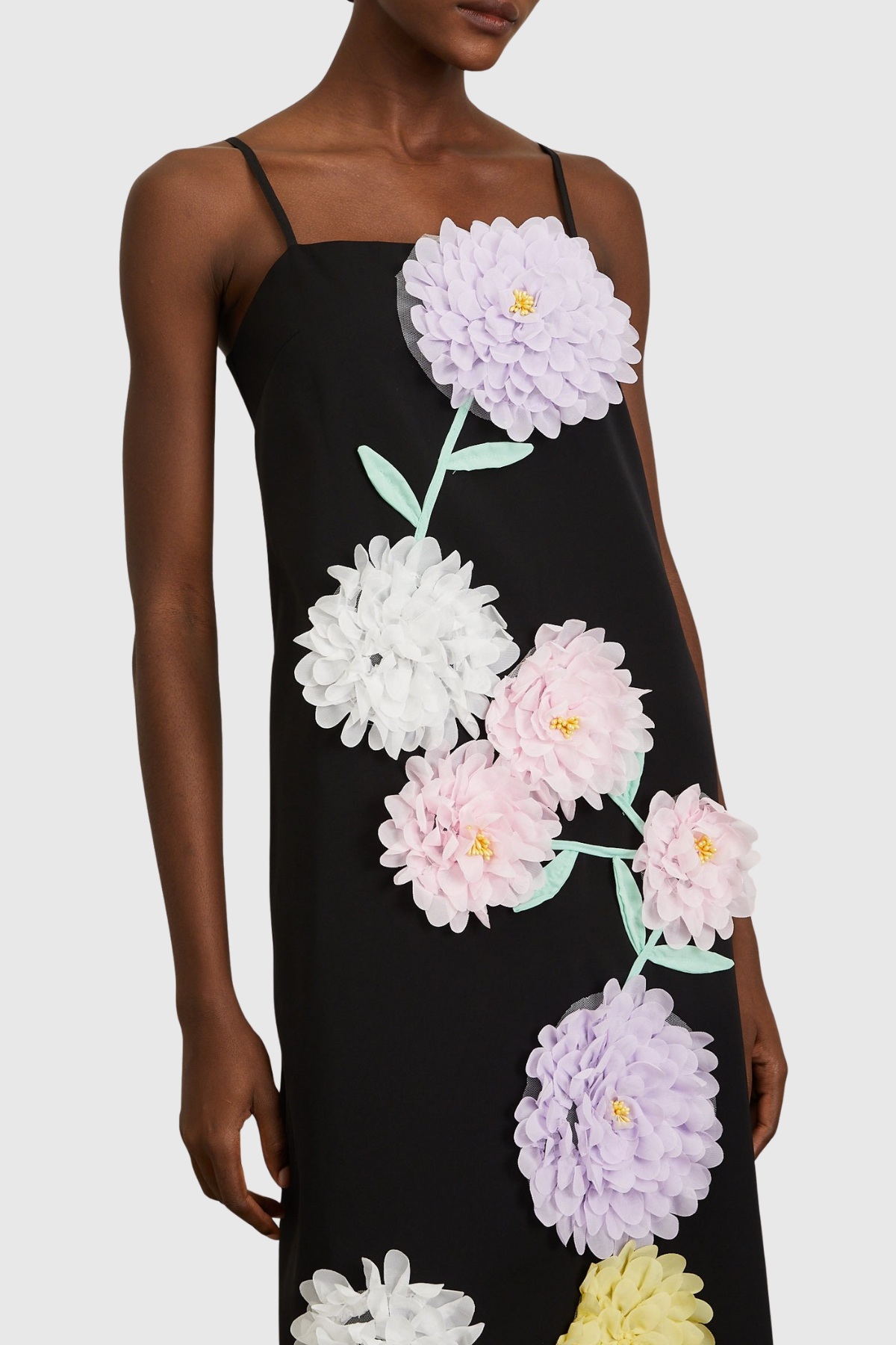 Mesa Strapless Floral Embroidered Maxi Dress - Black