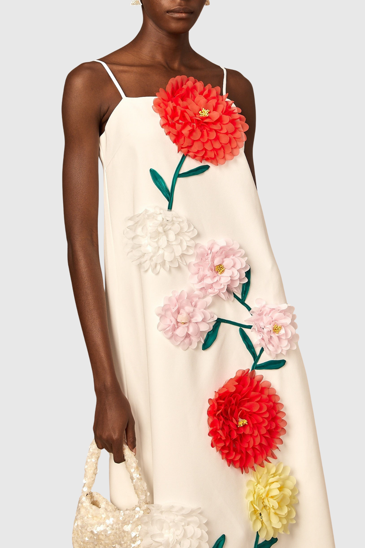 Mesa Strapless Floral Embroidered Maxi Dress - White