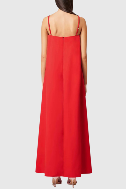 Mesa Strapless Floral Embroidered Maxi Dress - Red