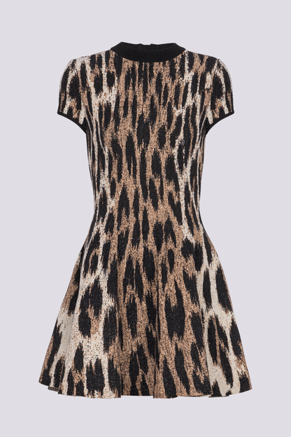 Miette Leopard Jacquard Knit Mini Dress