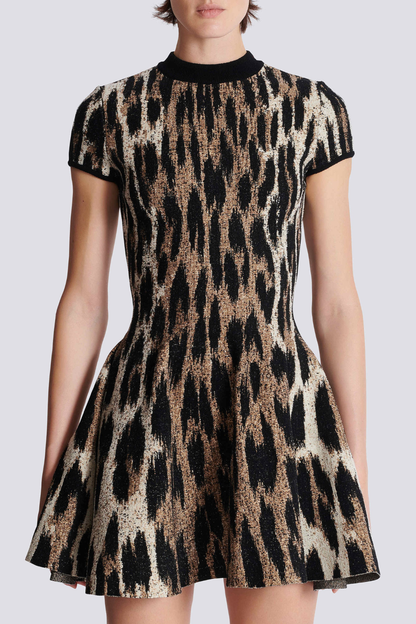 Miette Leopard Jacquard Knit Mini Dress