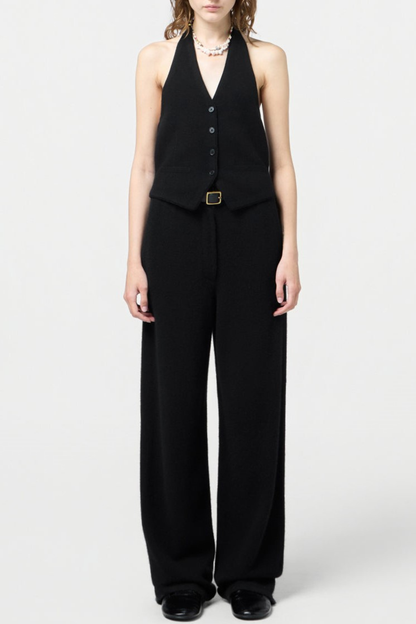 Morris Wool Halter Vest - Black