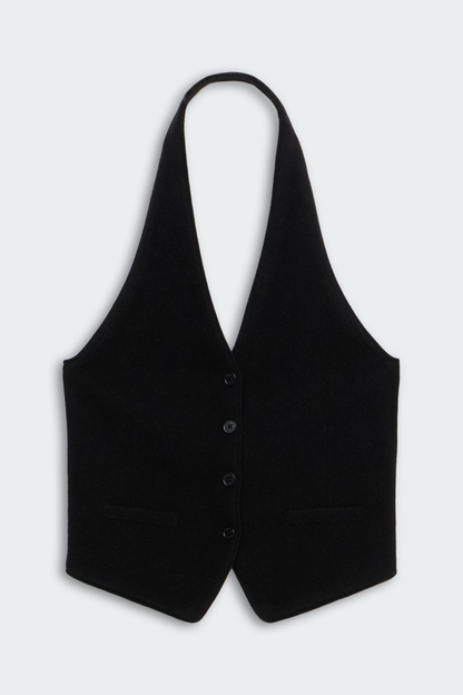 Morris Wool Halter Vest - Black
