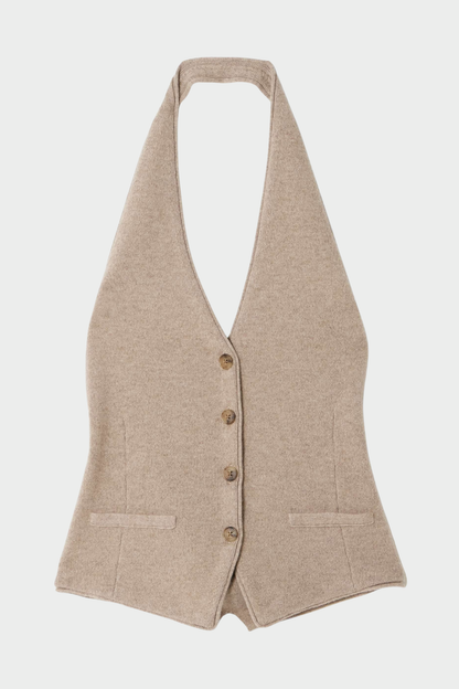 Morris Wool Halter Vest - Khaki