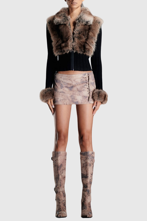 Motoko Faux Fur Knit Coat