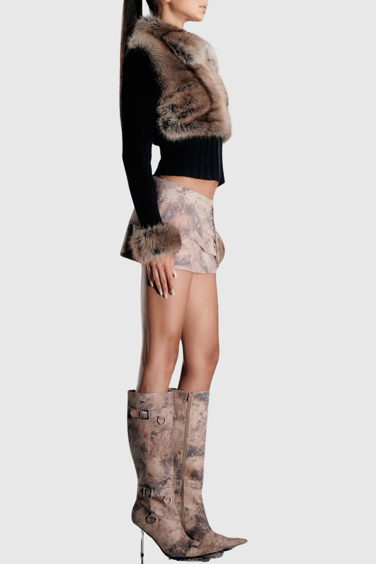 Motoko Faux Fur Knit Coat