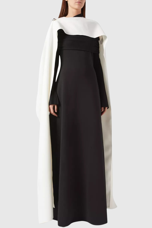 Nialla Shawl Maxi Dress - Black