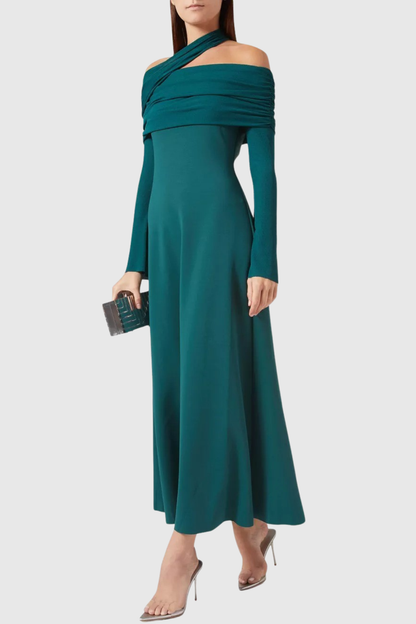 Nialla Shawl Maxi Dress - Green