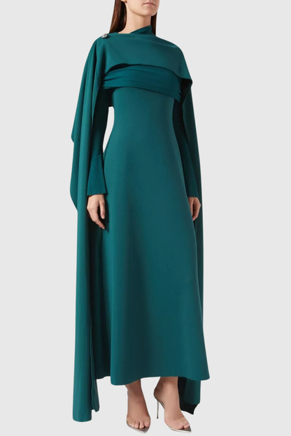 Nialla Shawl Maxi Dress - Green