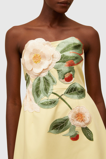 Obelia Strapless Floral Embroidered Mini Dress