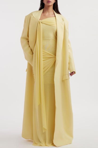Olaya Off Shoulder Ruched Knot Maxi Dress - Yellow