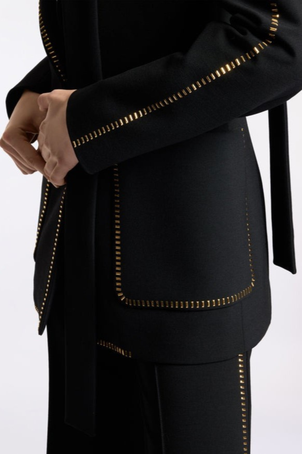 Ophelia Scarf-Detailed Blazer Set - Black