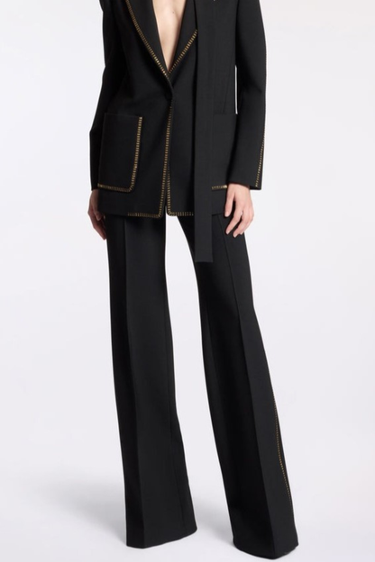 Ophelia Scarf-Detailed Blazer Set - Black