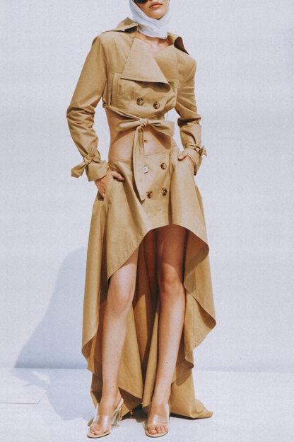 Osorio Off Shoulder Double-Breasted Trench Coat