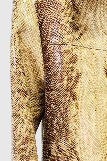 Panka Leather Snake Print Jacket