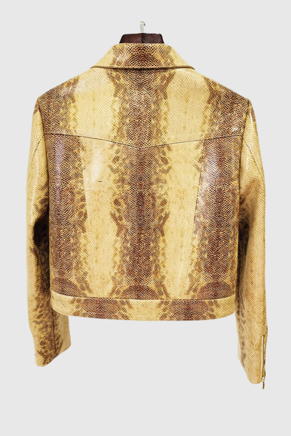 Panka Leather Snake Print Jacket