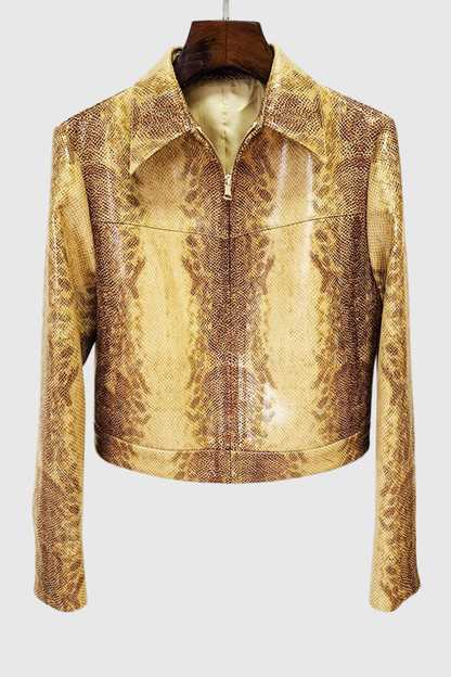 Panka Leather Snake Print Jacket