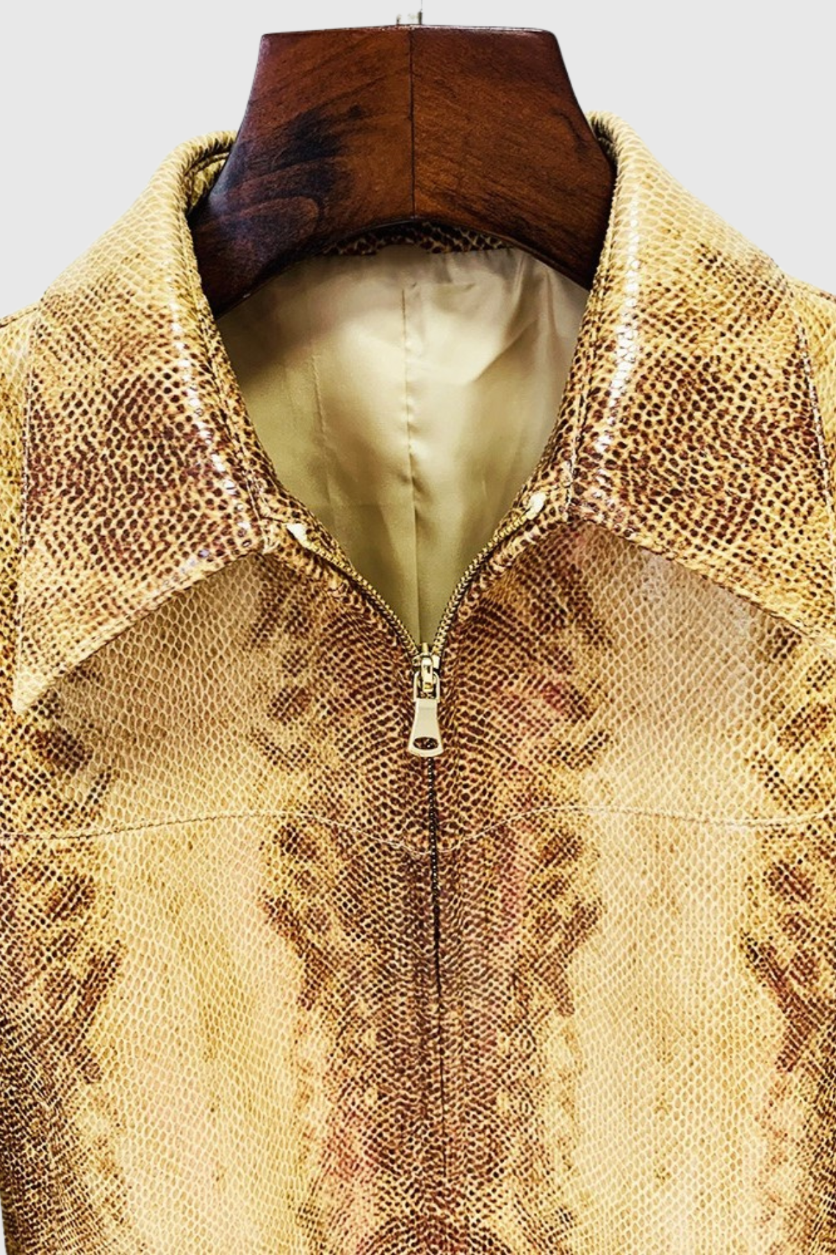 Panka Leather Snake Print Jacket