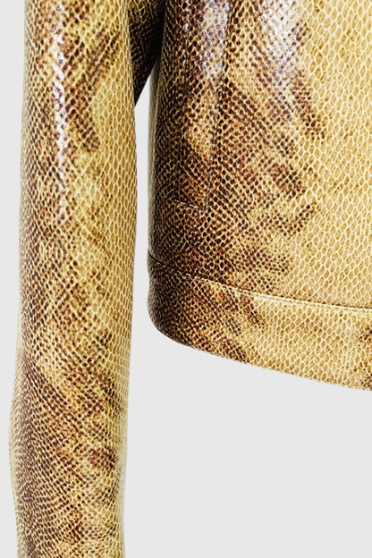 Panka Leather Snake Print Jacket