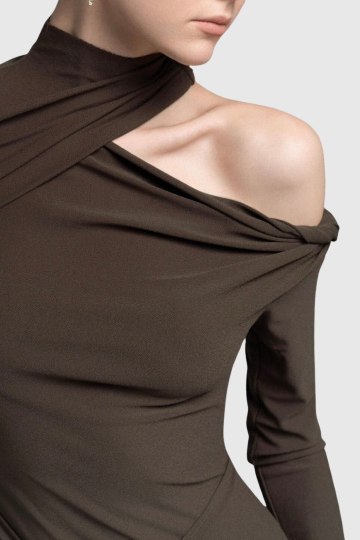 Pieda Cutout Ruched Maxi Dress - Chocolate