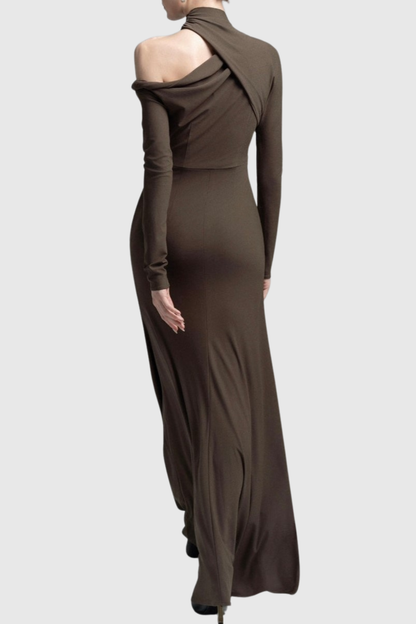 Pieda Cutout Ruched Maxi Dress - Chocolate