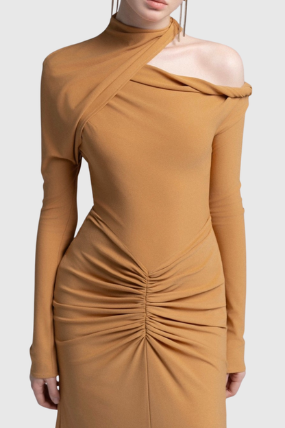 Pieda Cutout Ruched Maxi Dress - Orange