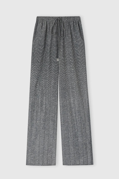 Raba Crystal Embellished Herringbone Pants
