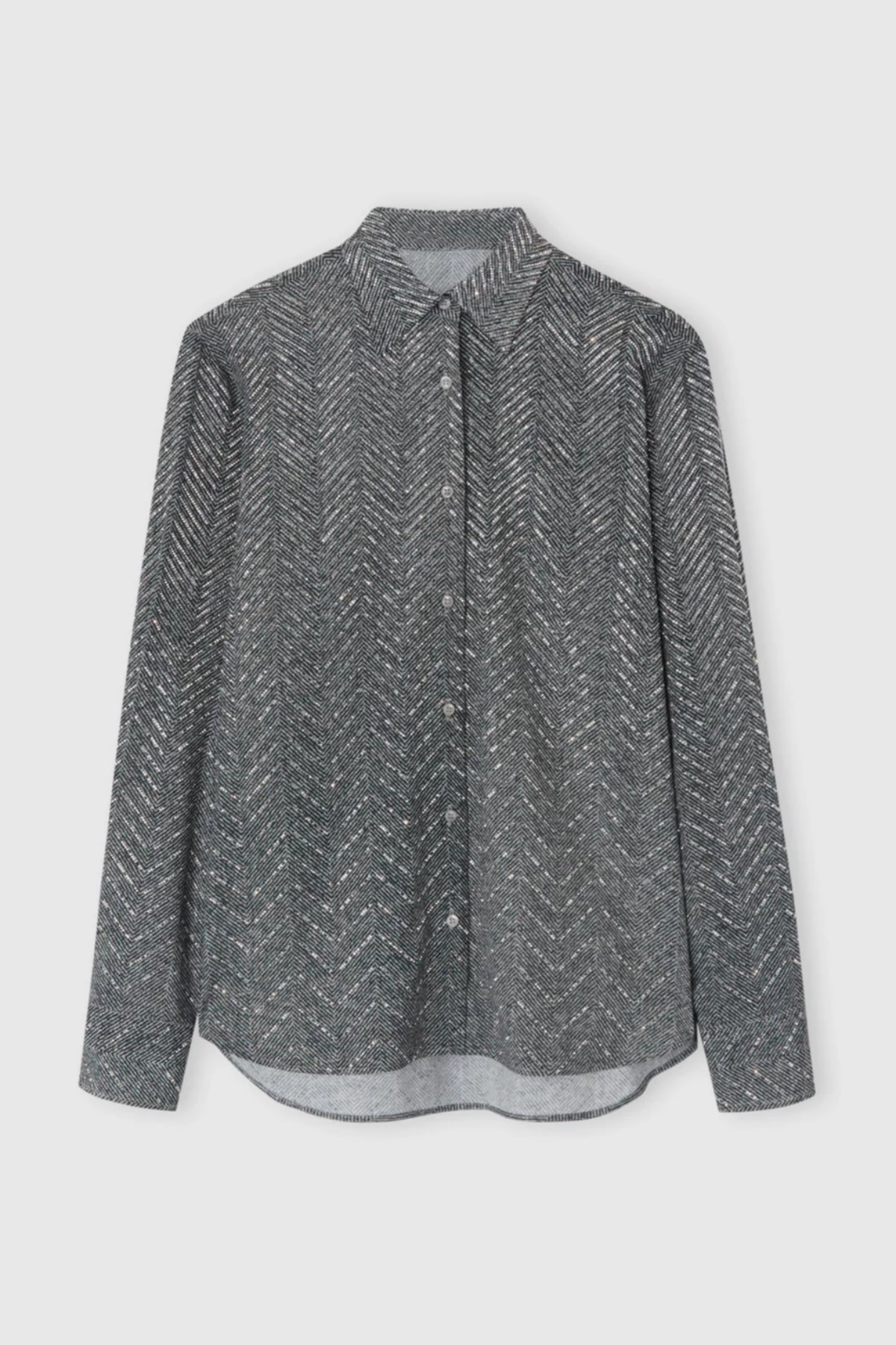 Raba Crystal Embellished Herringbone Shirt