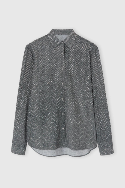 Raba Crystal Embellished Herringbone Shirt