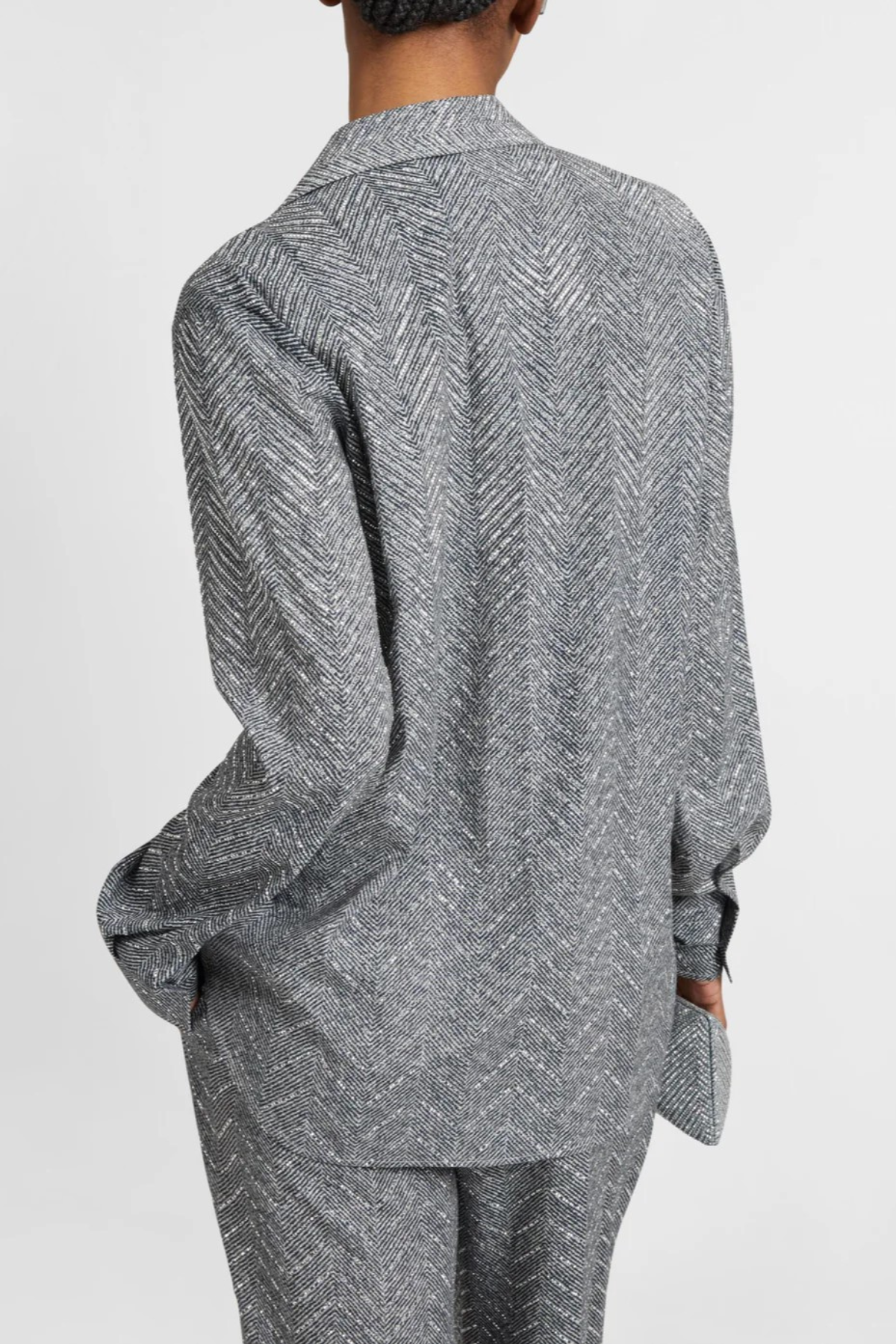 Raba Crystal Embellished Herringbone Shirt