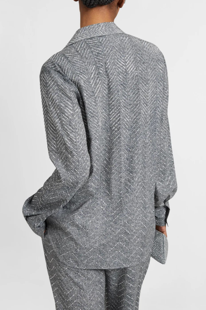 Raba Crystal Embellished Herringbone Shirt