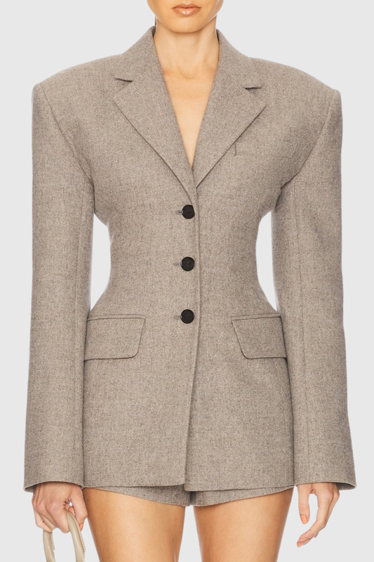 Reid Tweed Curve Blazer - Beige