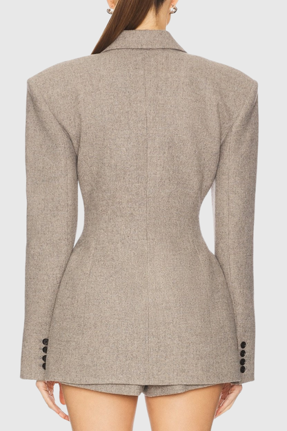 Reid Tweed Curve Blazer - Beige