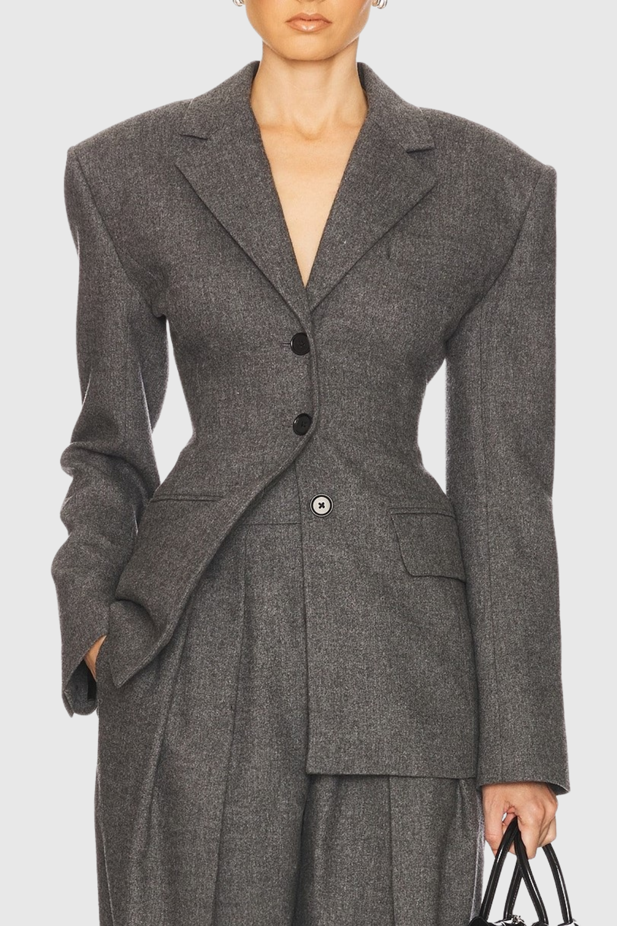 Reid Tweed Curve Blazer - Grey