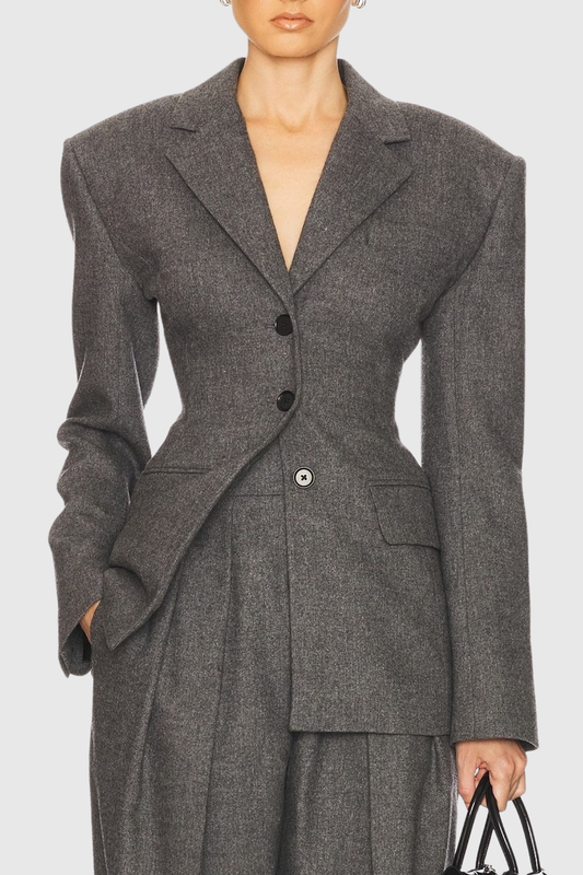Reid Tweed Curve Blazer - Grey