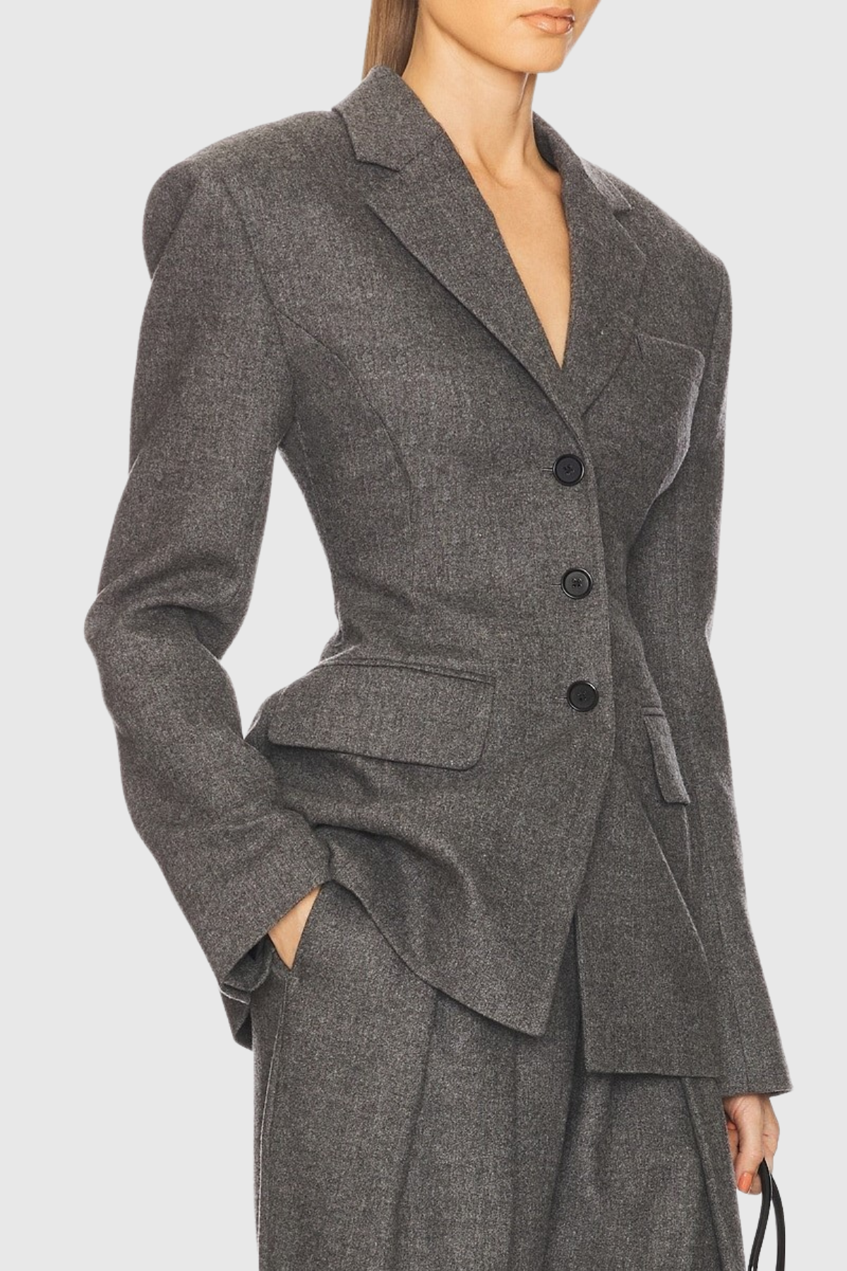 Reid Tweed Curve Blazer - Grey