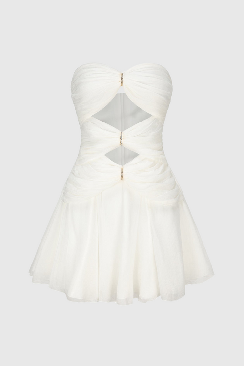 Rerynne Strapless Cutout Mini Dress - White