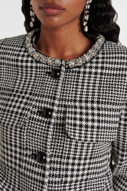 Rimo Houndstooth Cropped Jacket