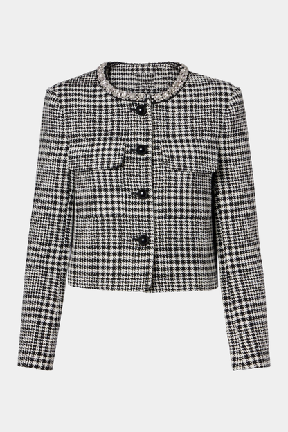 Rimo Houndstooth Cropped Jacket