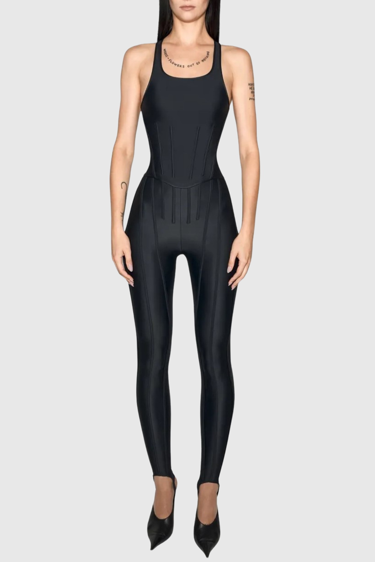 Rosina Panelled Corseted Leggings - Black