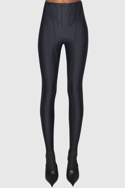 Rosina Panelled Corseted Leggings - Black