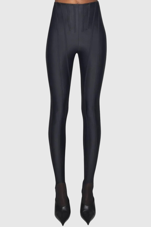 Rosina Panelled Corseted Leggings - Black