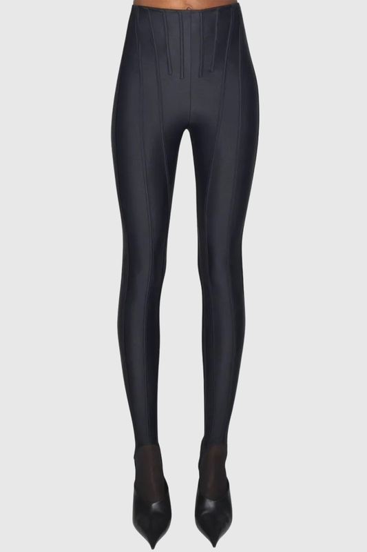 Rosina Panelled Corseted Leggings - Black