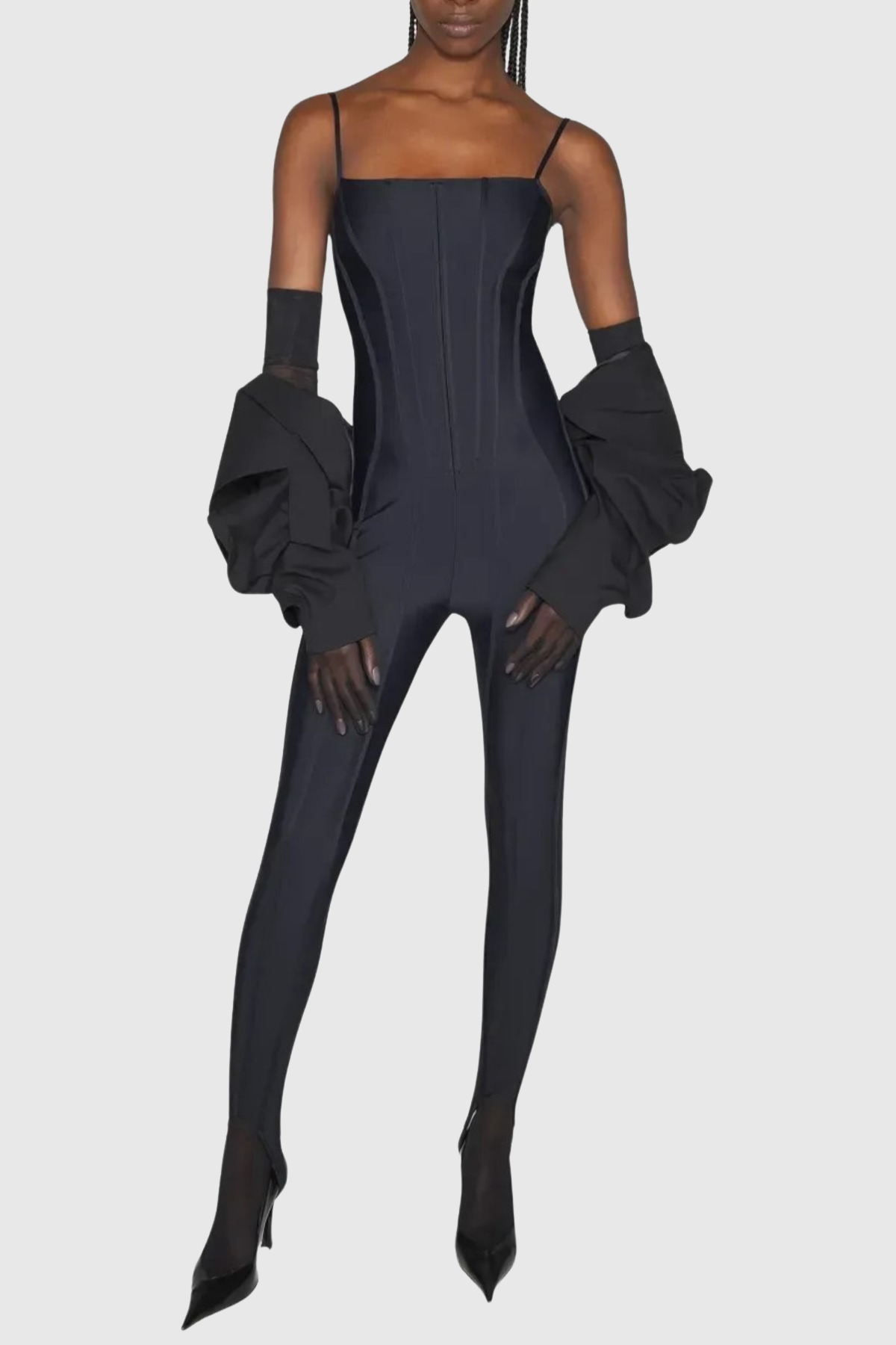 Rosina Panelled Corseted Leggings - Black